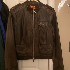 Brown Tory Burch Leather Jacket